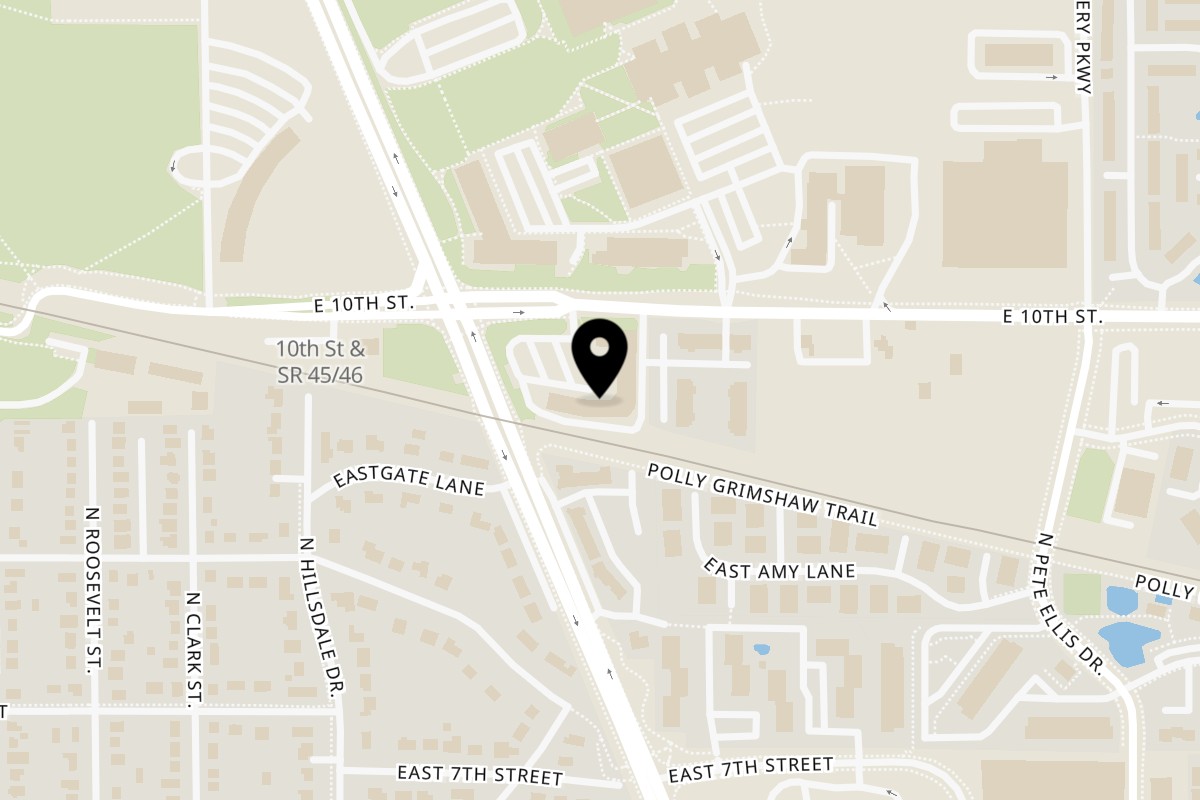 Map showing the location of WingsXtreme U Bloomington on 2620 E 10th St in Bloomington